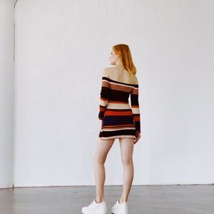 Striped Off-Shoulder Ultra-Mini Dress